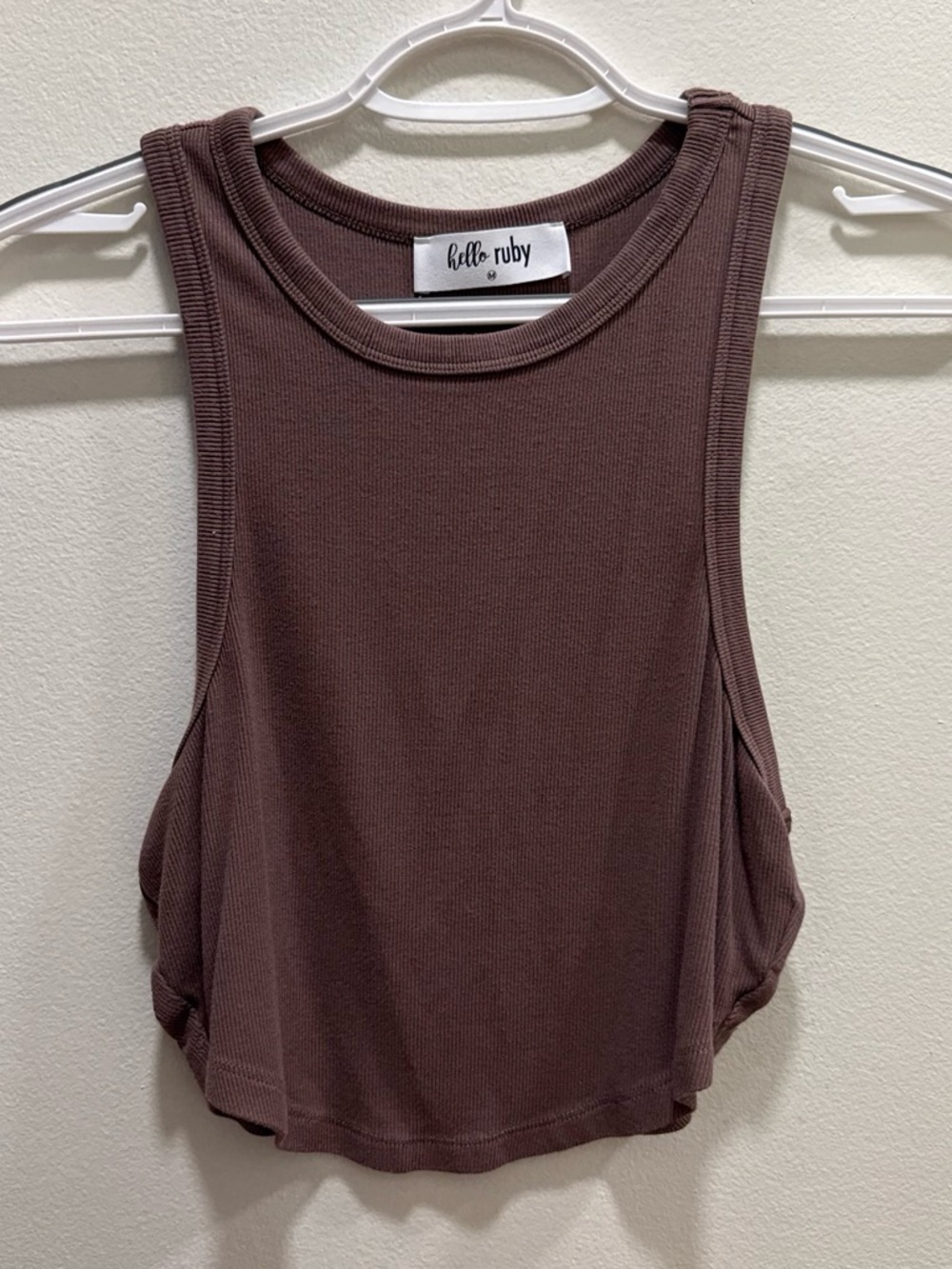 Women's Ribbed Cropped Tank Top - Chocolate Brown